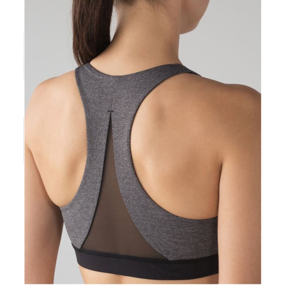 Lululemon Invigorate Bra Heathered Black Mesh Racerback Medium Support 12 Large - Picture 5 of 9